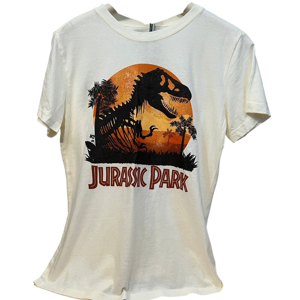 Women's Jurassic Park Off-White Short Sleeve Graphic T-Shirt - Size XL - NWT